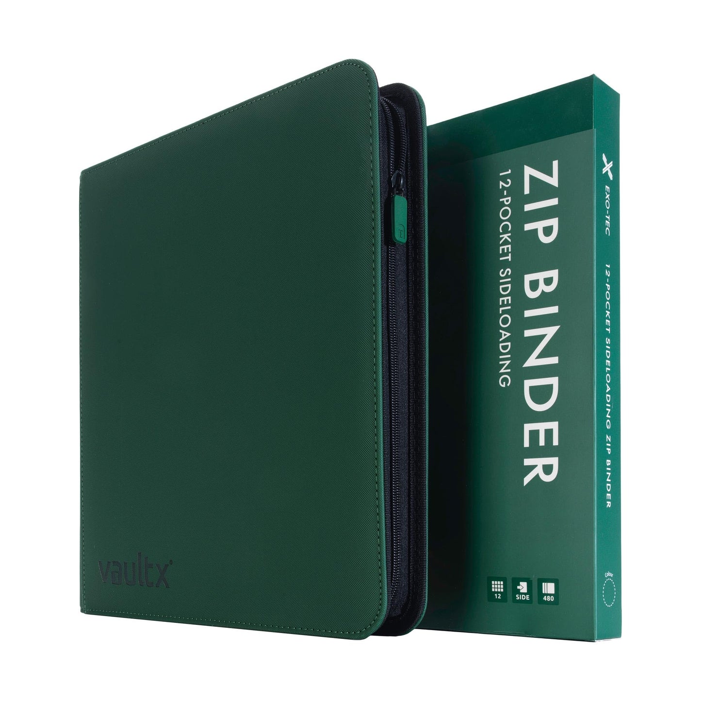 Vault X 12 Pocket Zip Binder – 480 Cards, Exo-Tec, 20 Pages, Green