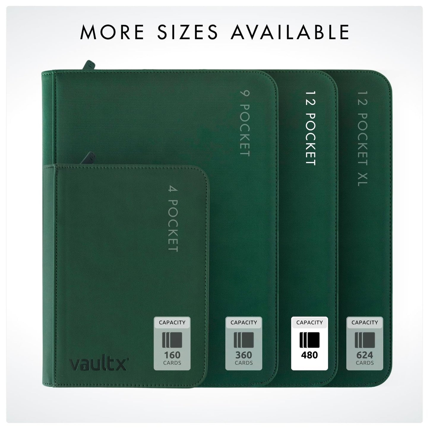 Vault X 12 Pocket Zip Binder – 480 Cards, Exo-Tec, 20 Pages, Green