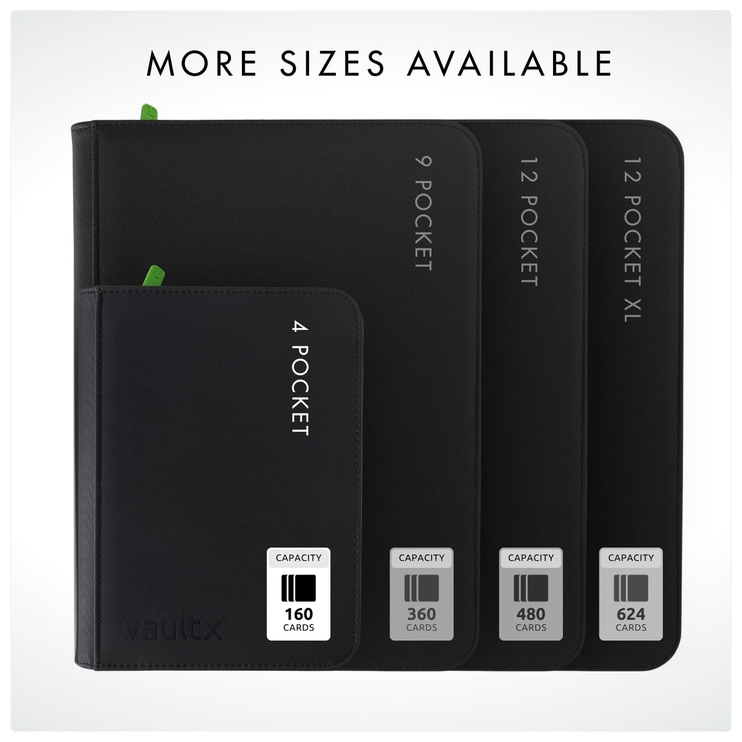 Vault X 4 Pocket Trading Card Zip Binder – 160 Cards, Exo-Tec, 20 Pages, Black