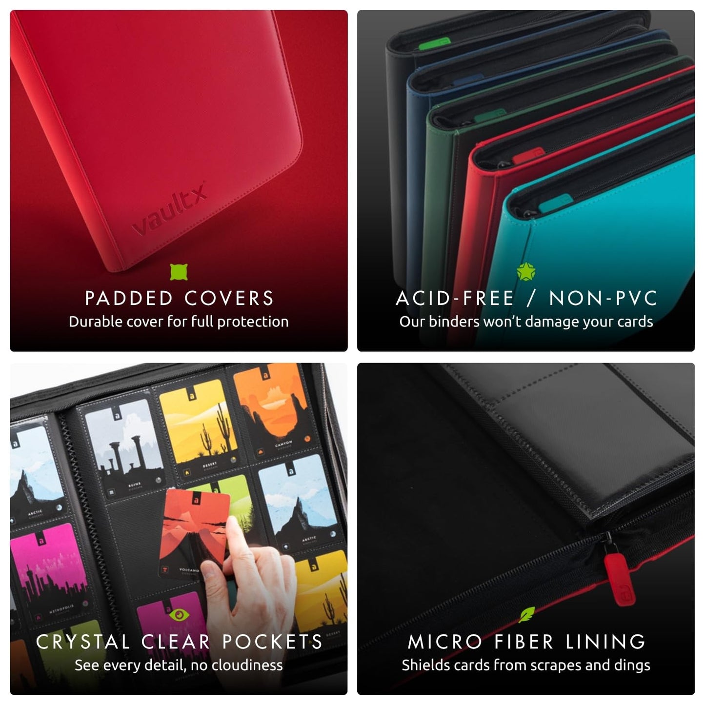Vault X 9-Pocket Zip Binder — 360 Card Capacity, Exo-Tec Cover