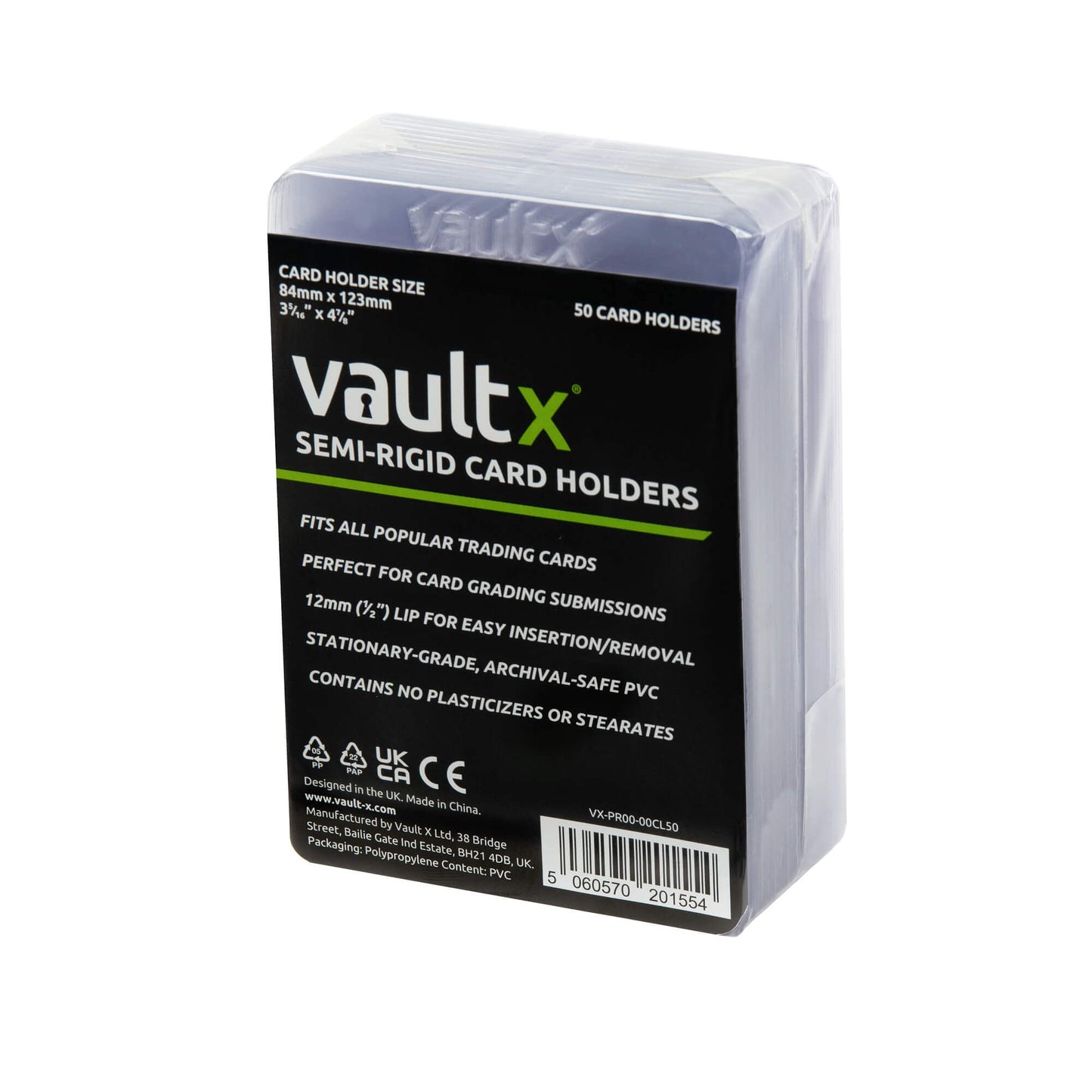 Vault X Semi-Rigid Card Holders (50 Pack) – Protective Card Protectors for Grading Submissions