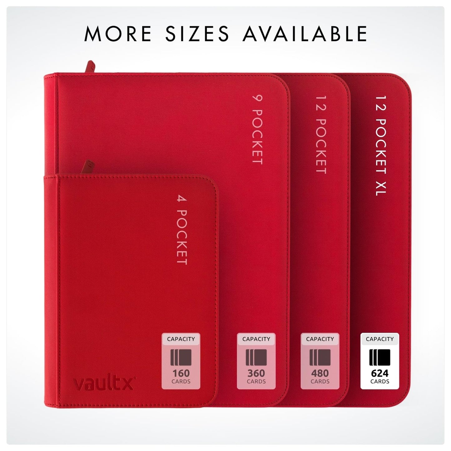 Vault X 12 XL Pocket Zip Binder – 624 Cards, Exo-Tec Cover, 26 Pages (Red)