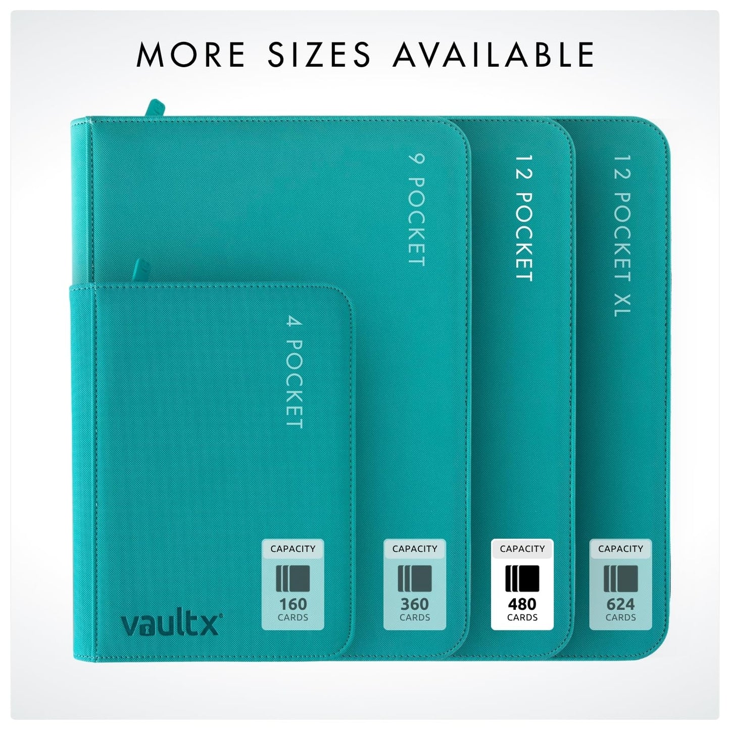 Vault X 12-Pocket Zip Binder – 480 Cards, Teal Exo-Tec Cover