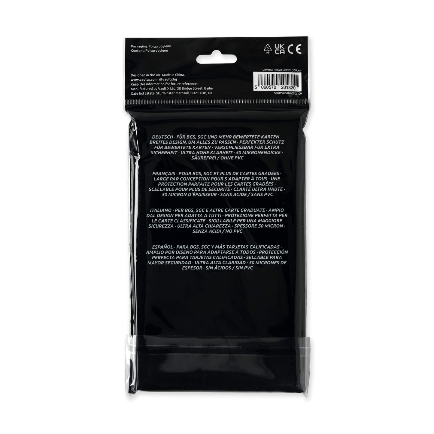 Vault X Universal Fit Slab Sleeves - 100 Pack for BGS, SGC & ACE Slabs