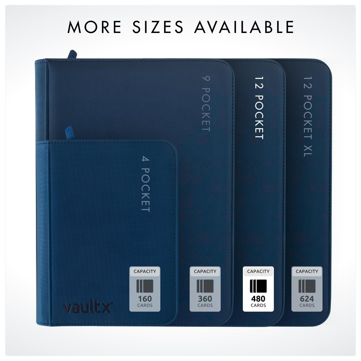 Vault X 12-Pocket Trading Card Zip Binder – 480 Cards, Exo-Tec Cover, 20 Pages, Blue