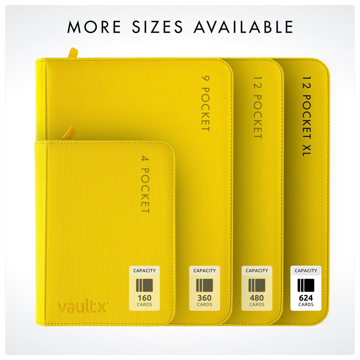 Vault X 12 XL Pocket Zip Binder – 624 Cards, Exo-Tec Durable Album, 26 Pages, 12-Pocket Per Page, Yellow