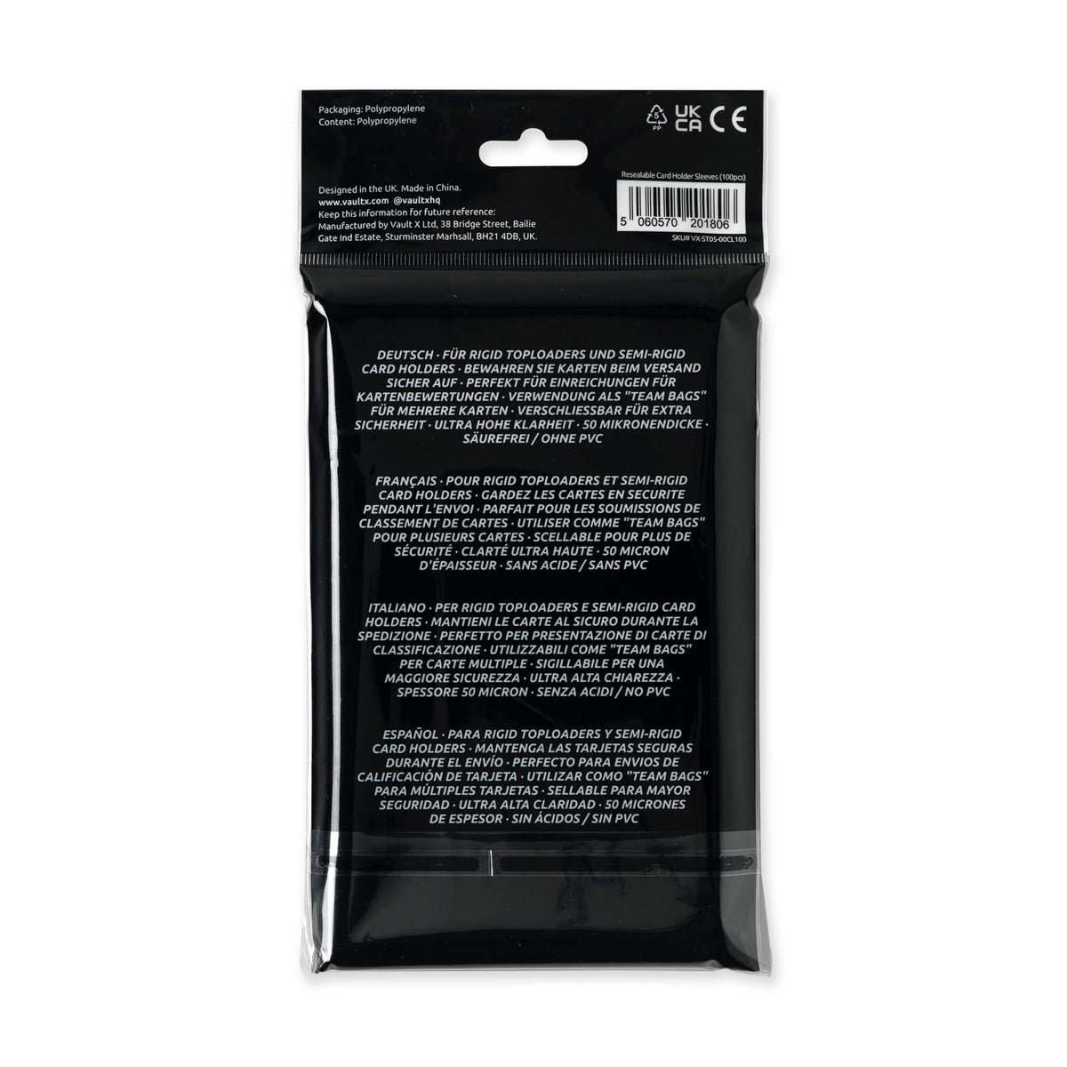 Vault X Trading Card Holder Sleeves – 100 Pack, High Clarity, Sealable Tabs, Fits Rigid Toploaders
