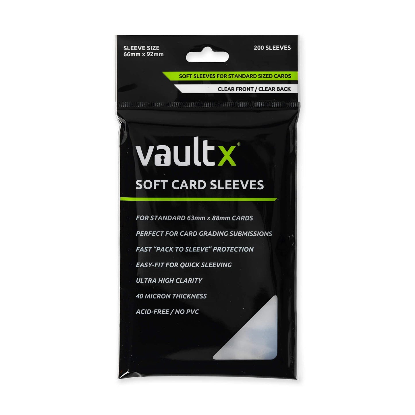 Vault X Soft Fit Card Sleeves – 200 Pack, 40 Micron, Crystal-Clear Protection for Trading Cards