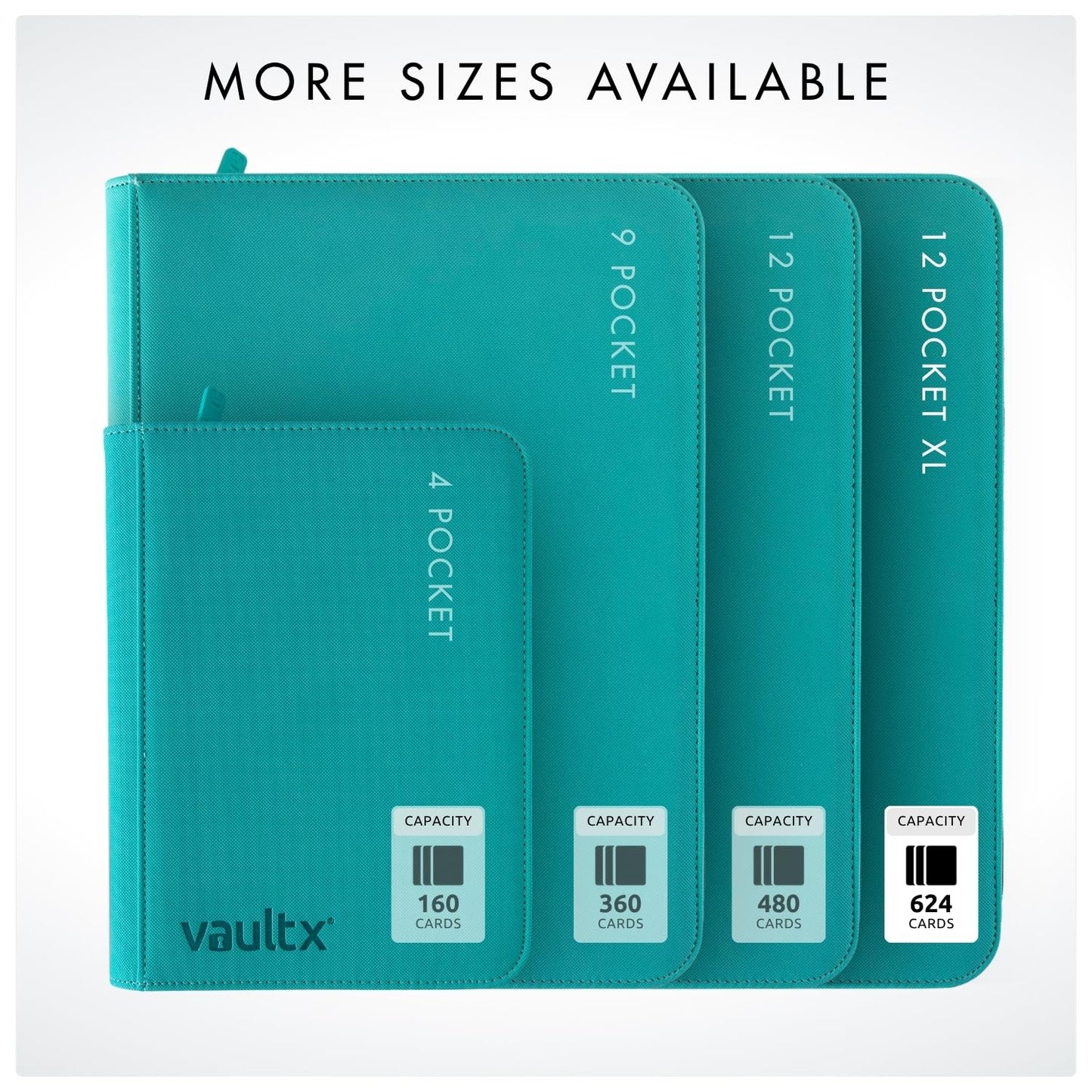 Vault X 12 XL Pocket Zip Binder – 624 Cards, Exo-Tec Cover, 26 Pages, Teal