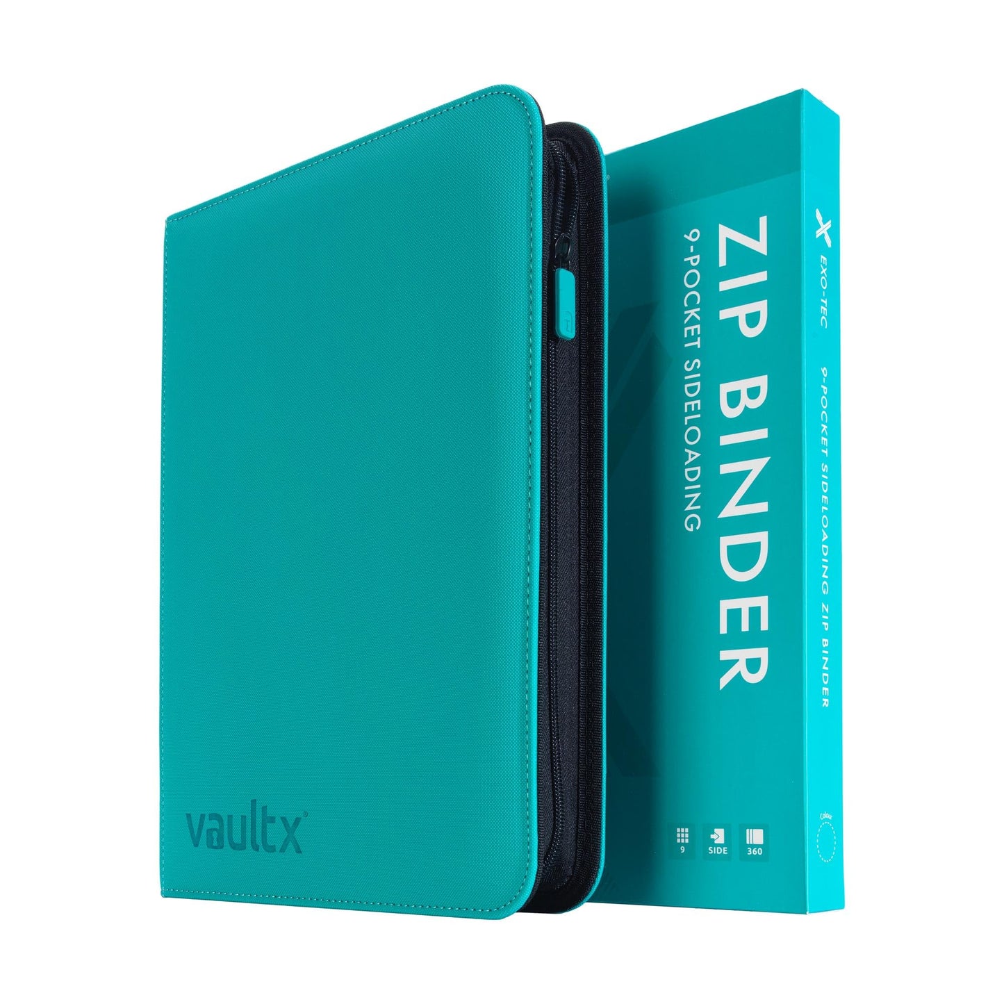 Vault X 9 Pocket Trading Card Zip Binder Teal – 360 Card Capacity, Exo-Tec Durable Cover