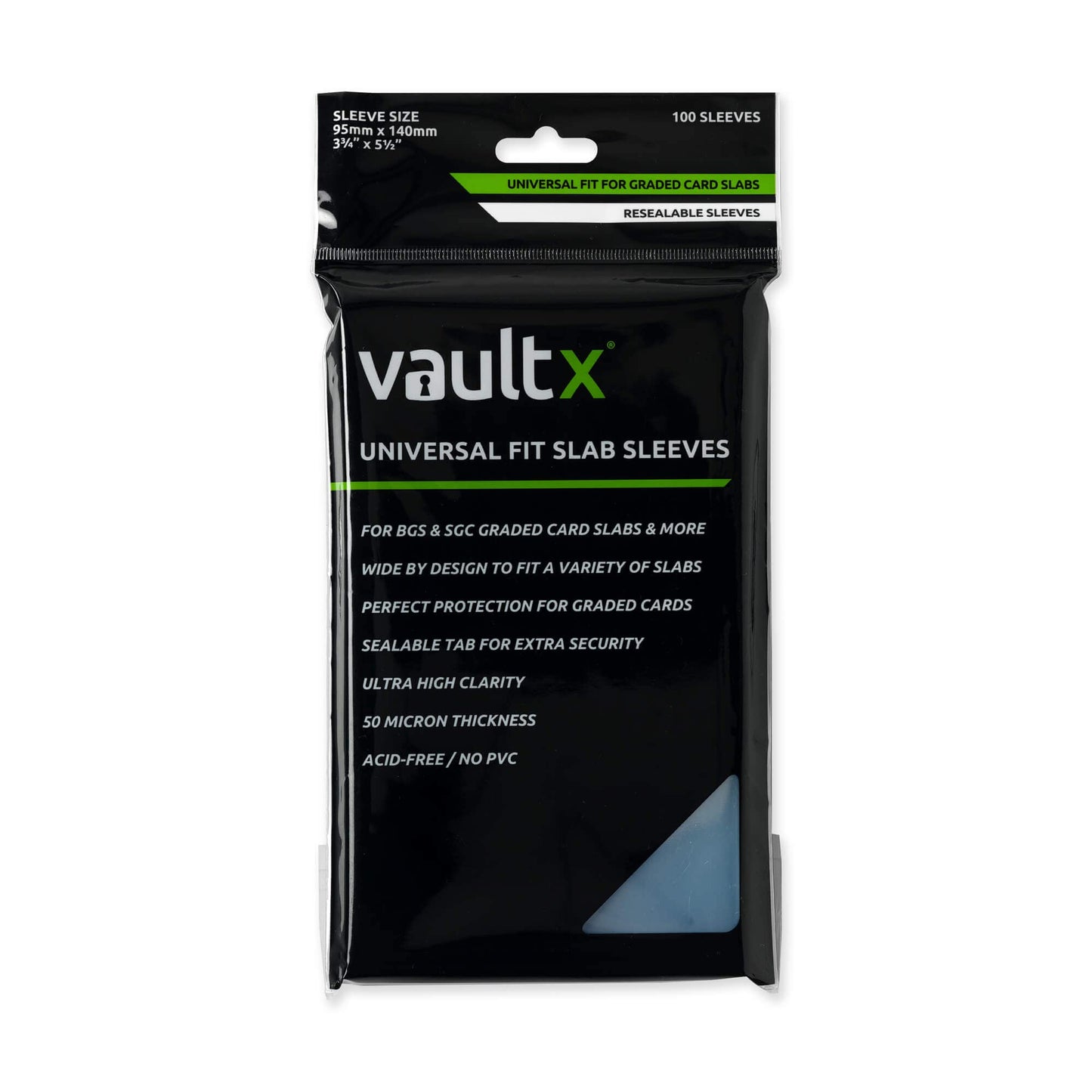 Vault X Universal Fit Slab Sleeves - 100 Pack for BGS, SGC & ACE Slabs