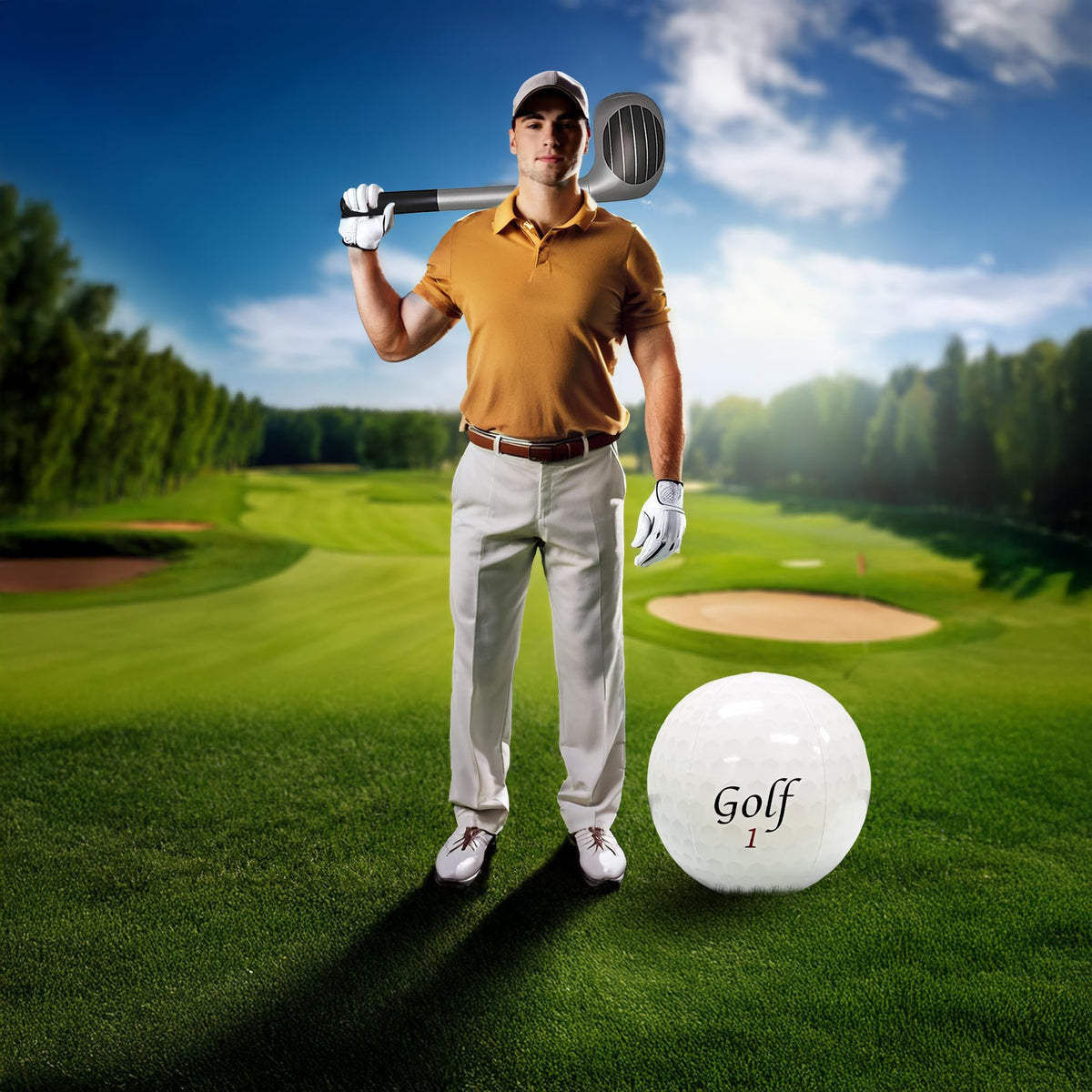 Vaulted Skulls & Co Inflatable Golf Ball 18-Inch – Giant Pool Party Decor & Gag Gift