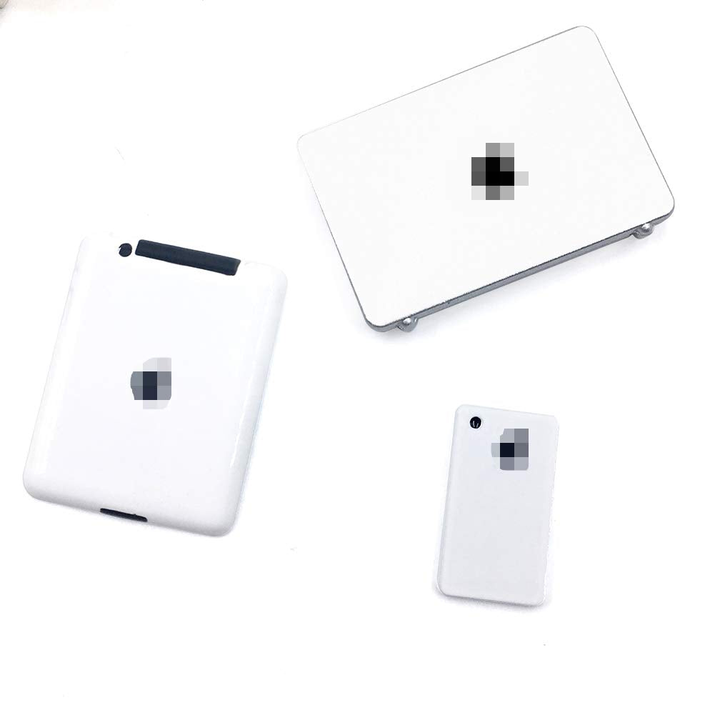 Vawuz 3 Pack Dollhouse Mini Laptop, Tablet & Smartphone – 1/12 Scale Metal Accessories