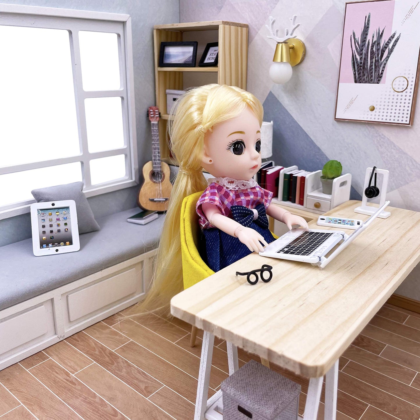Vawuz 3 Pack Dollhouse Mini Laptop, Tablet & Smartphone – 1/12 Scale Metal Accessories