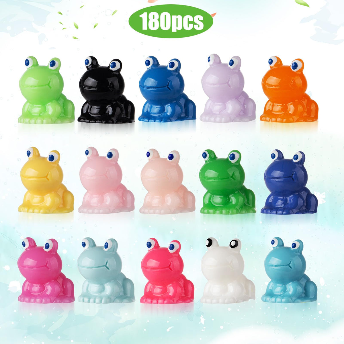 Vawuz 180 Pcs Mini Resin Frog Garden Decor – Cute Green Figurines for Fairy Gardens