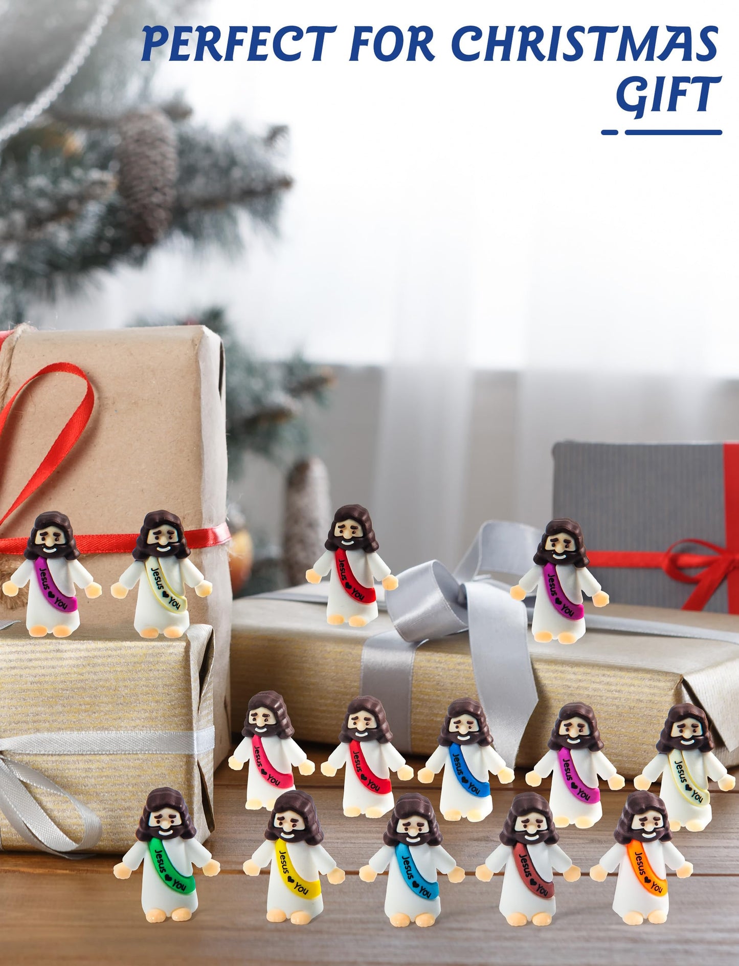 Vbiuox Little Jesus Figures — 100pcs Mini Resin Jesus Figurines in 10 Colors (1.4")