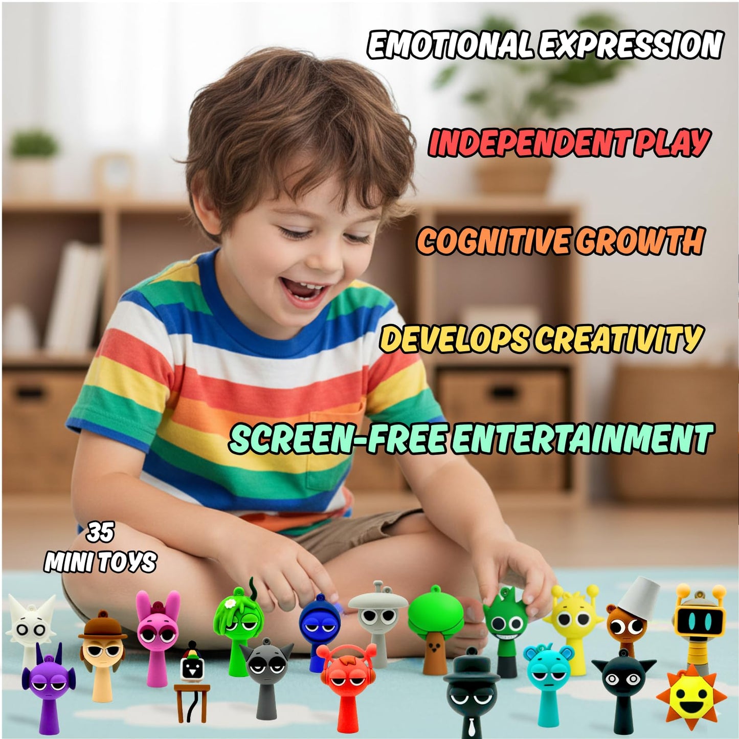 VbStar Mini Character Figures Set – Colorful Cartoon Creatures, 35-Piece Kids Toys
