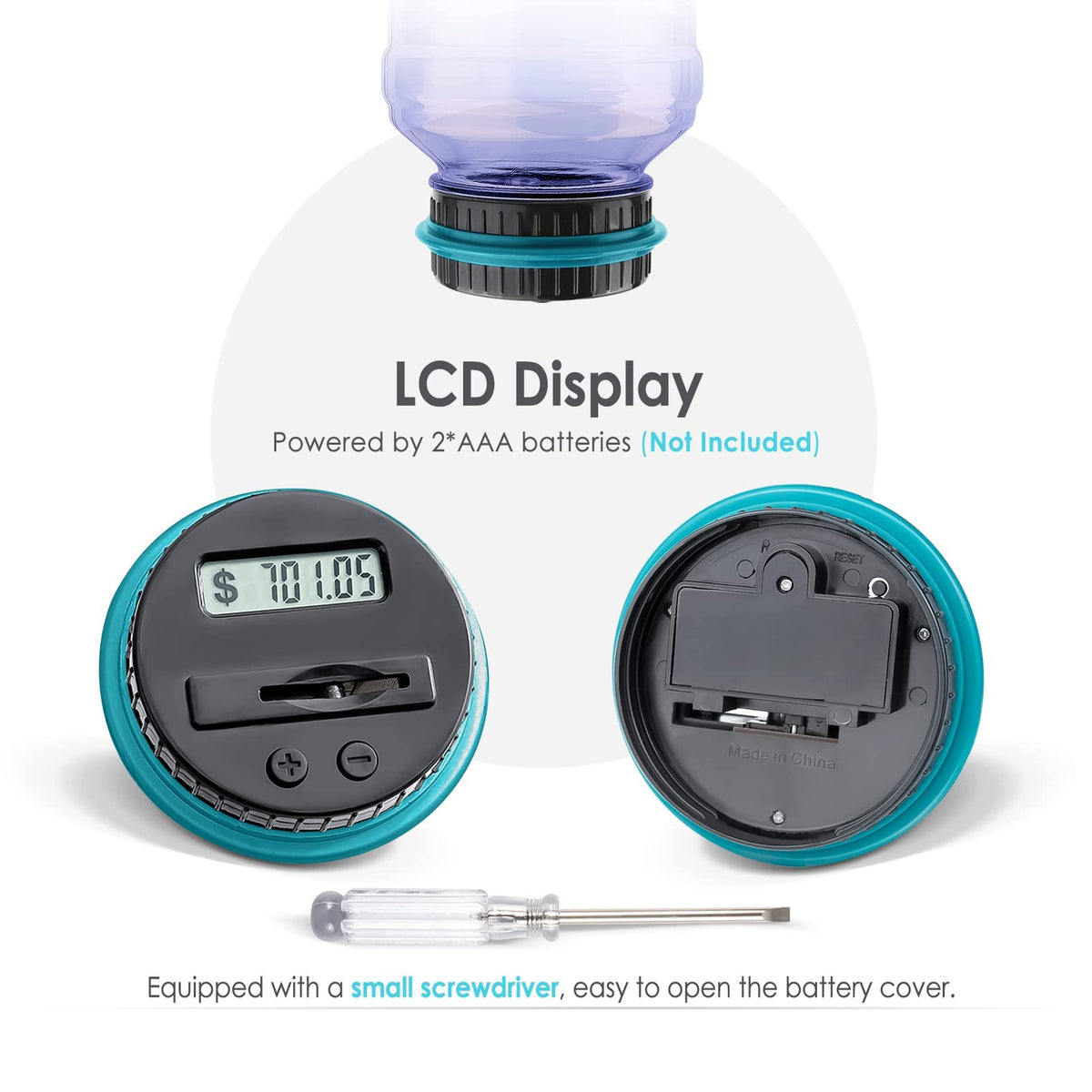 Vcertcpl Large Digital Coin Counting Piggy Bank – 1.8L Capacity, Purple