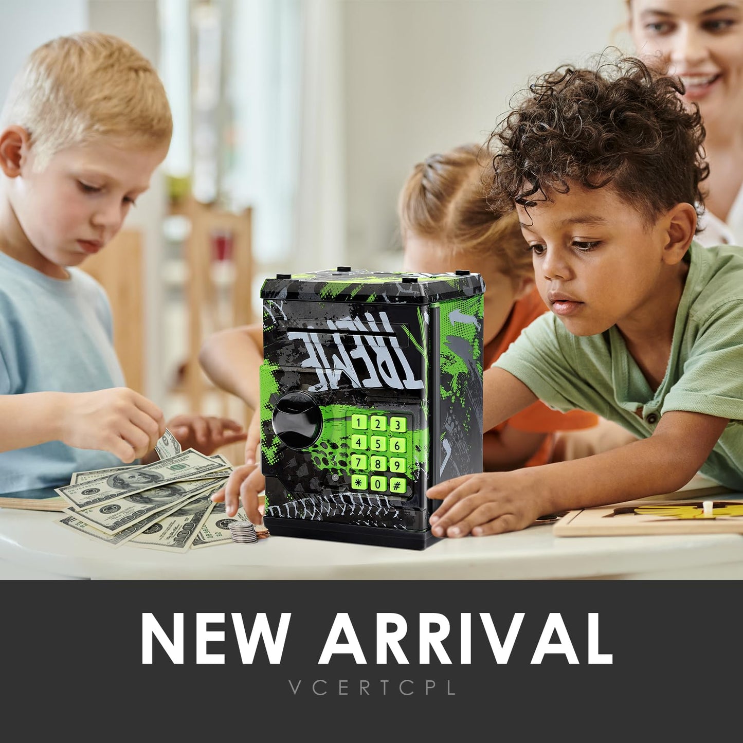 Vcertcpl ATM Piggy Bank — Password-Protected Mini ATM Coin Bank for Kids