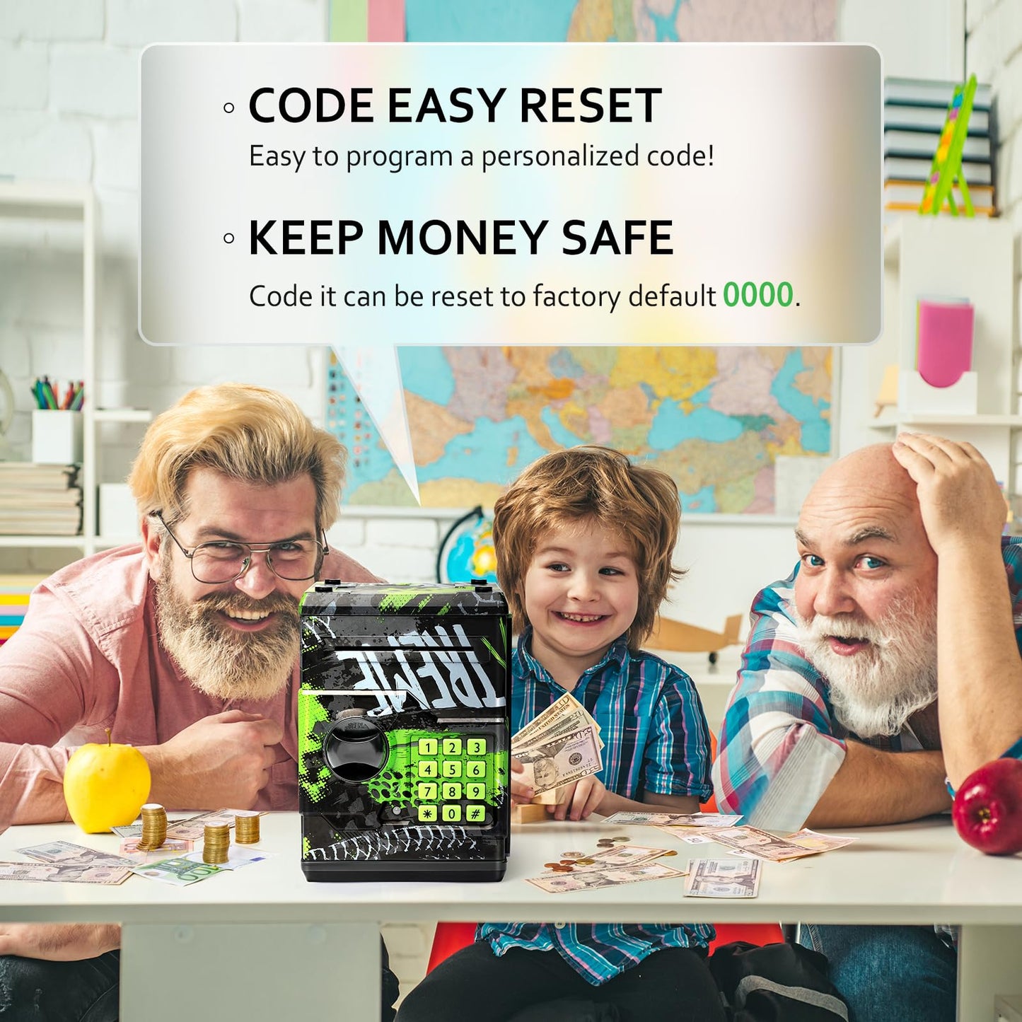 Vcertcpl ATM Piggy Bank — Password-Protected Mini ATM Coin Bank for Kids