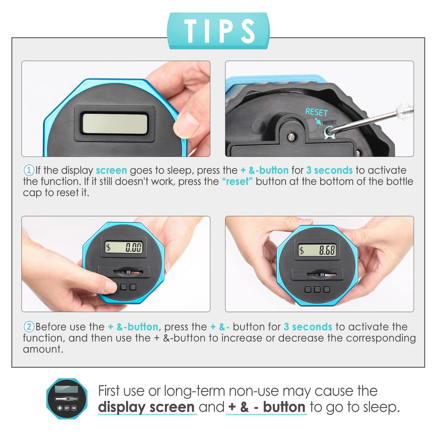 Vcertcpl X-Large Digital Coin Counter Piggy Bank | 2.4L Capacity, LCD Display