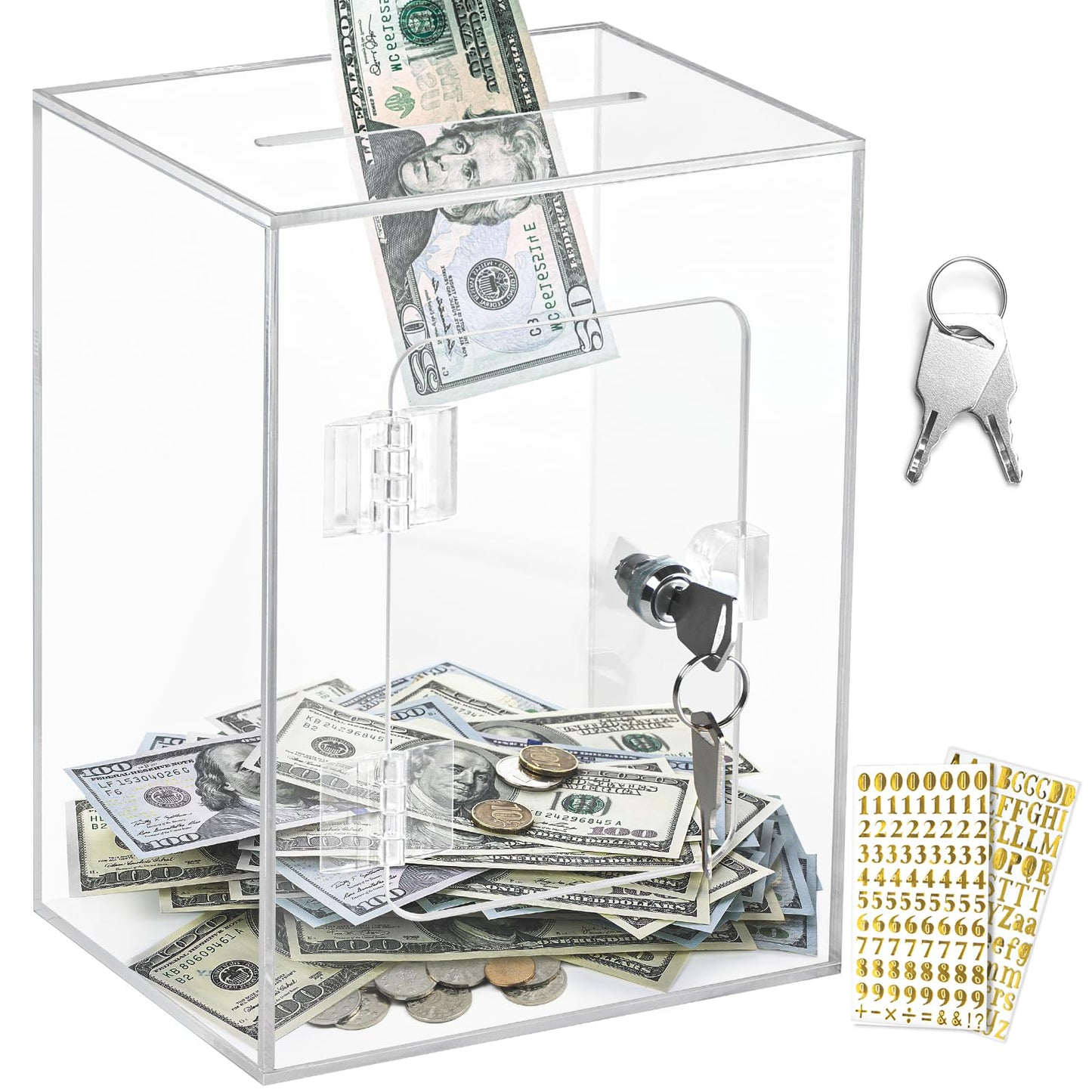 Vcertcpl X-Large Clear Piggy Bank with Lock – 3.6L Change Jar for Kids & Adults