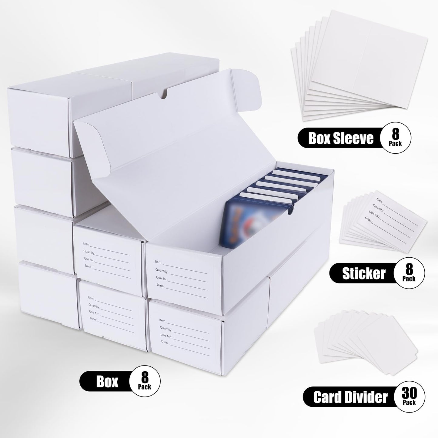 Vcgmo 8-Pack Trading Card Storage Box – 1100-Card Bulk Case for MTG/Yu-Gi-Oh/Baseball