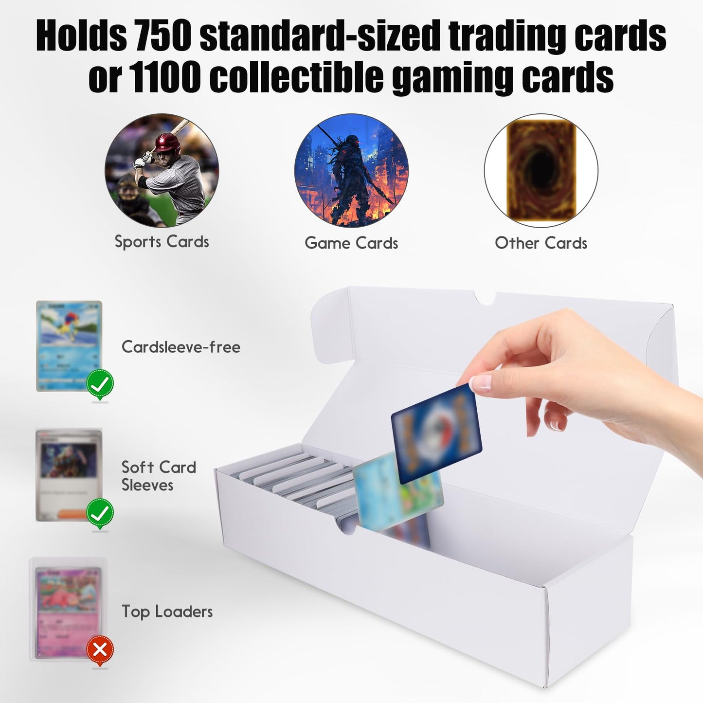 Vcgmo 8-Pack Trading Card Storage Box – 1100-Card Bulk Case for MTG/Yu-Gi-Oh/Baseball