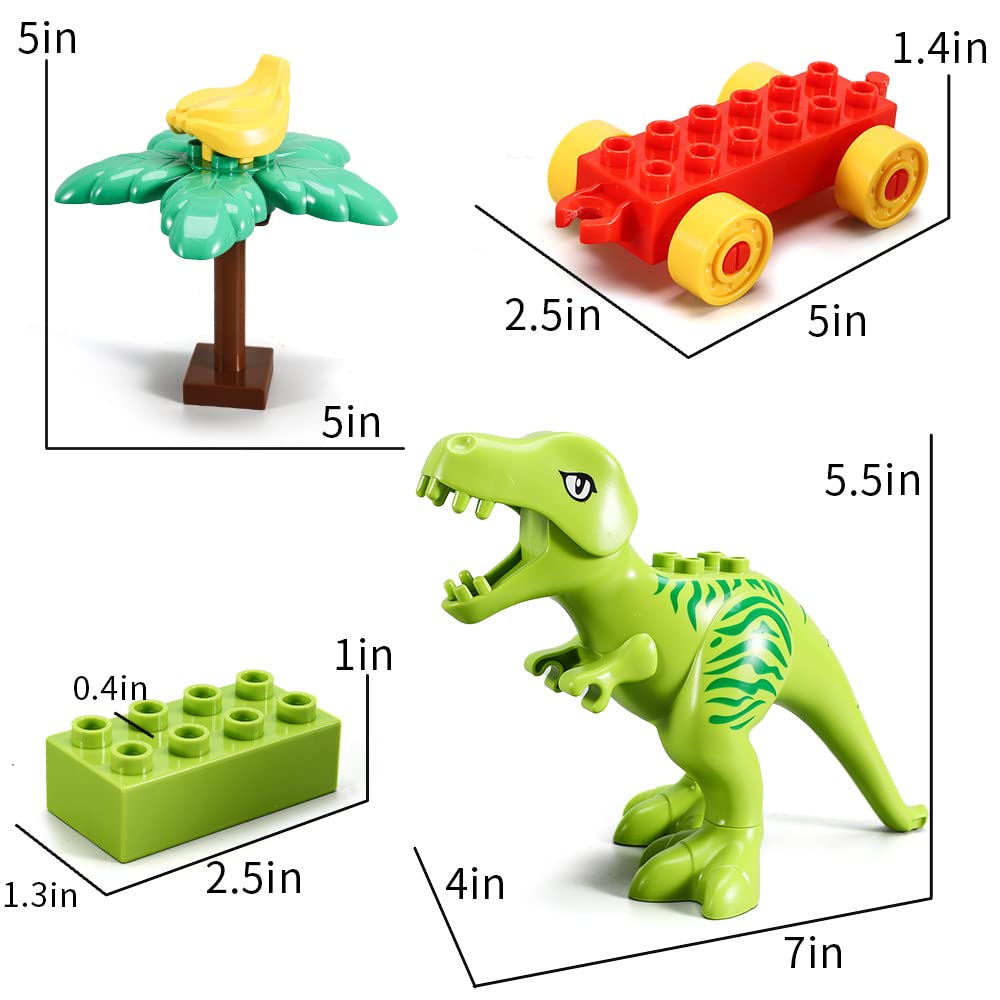 VConejo Dinosaur Building Blocks Toys — Jurassic 2-in-1 Number Train & T-Rex, Compatible With All Major Brands