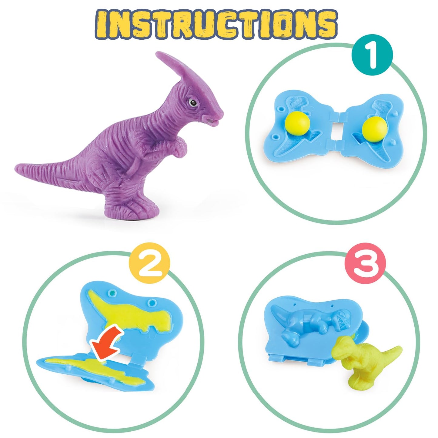 VConejo Dinosaur Color Dough Set – 37-Piece Dino Play with Volcano & Fossils