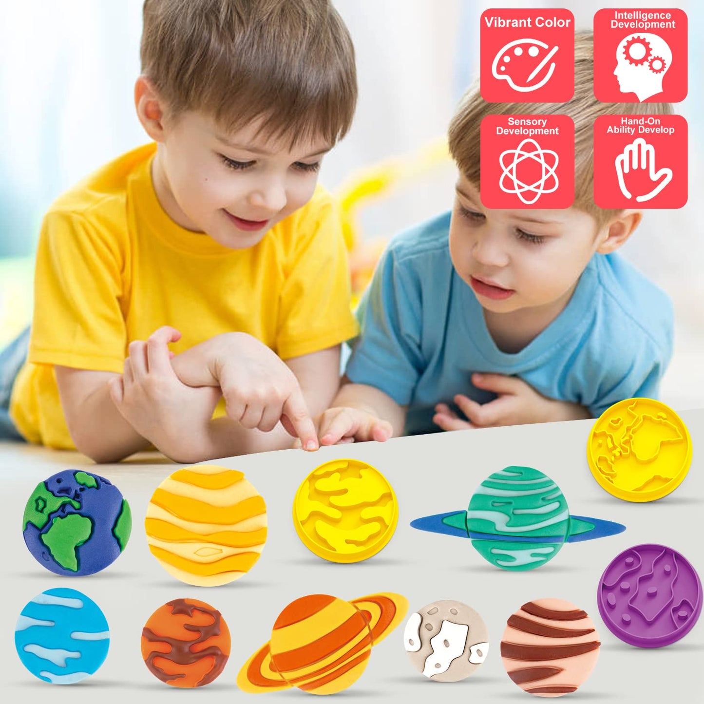 VConejo Planet Color Dough Set – 14-Piece for Kids 2-8
