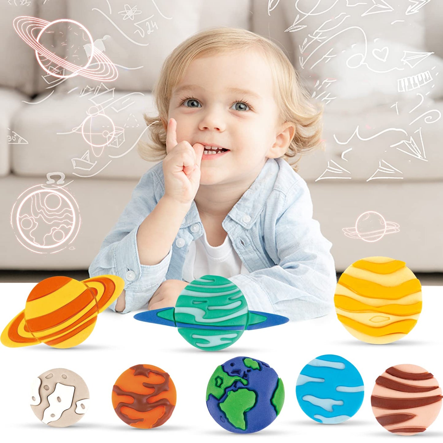 VConejo Planet Color Dough Set – 14-Piece for Kids 2-8