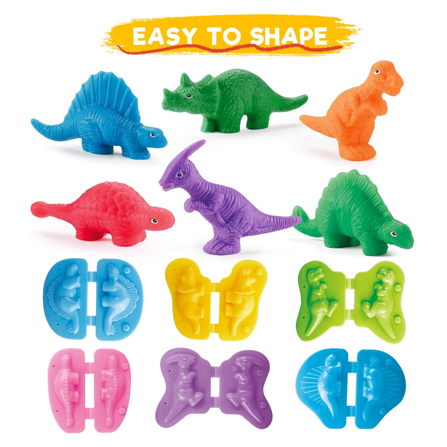 VConejo Dinosaur Color Dough Set – 37-Piece Dino Play with Volcano & Fossils