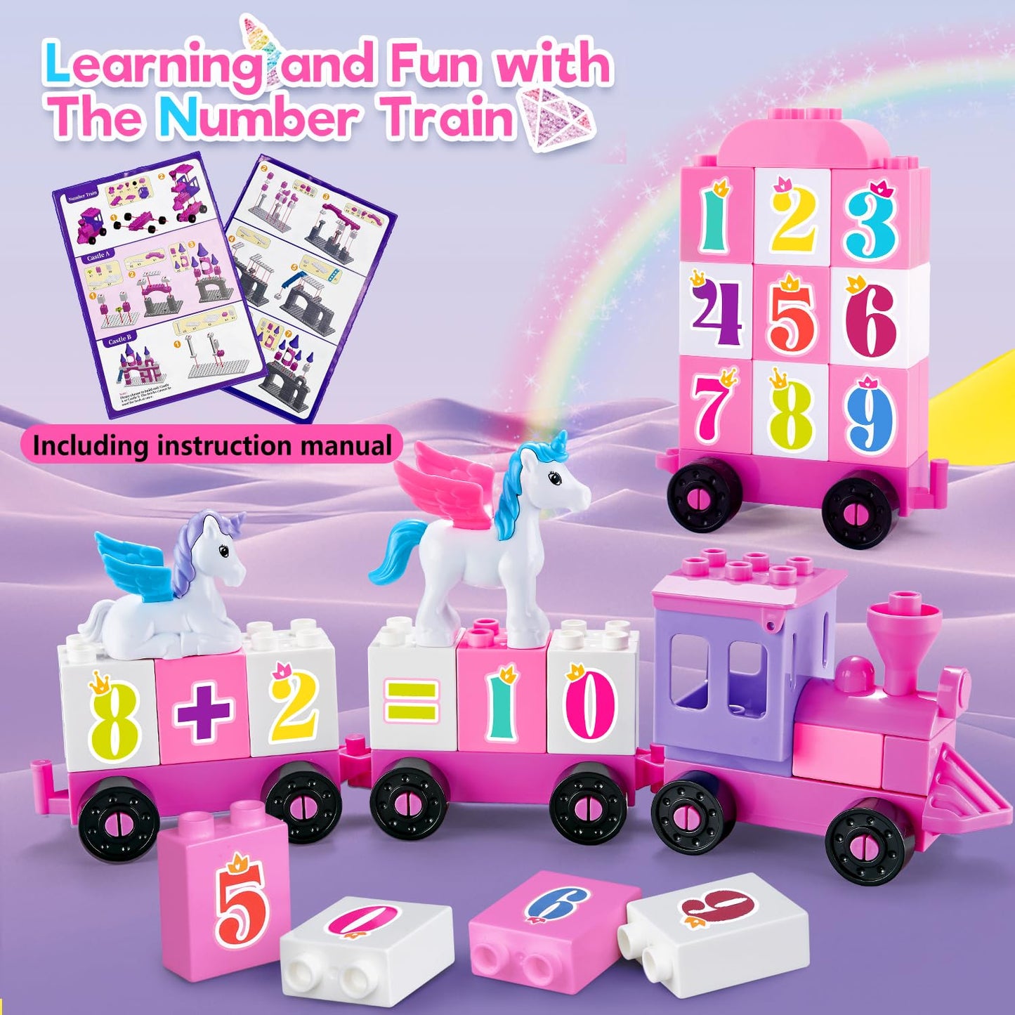 VConejo Classic Unicorn Castle Blocks – 79-Piece Set Compatible with Major Brands