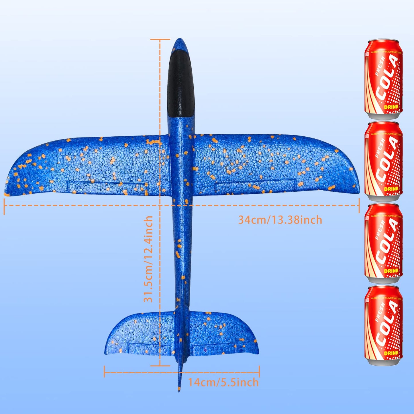 VCOSTORE 2 Pack Foam Airplanes – 13.3'' Glider Planes for Kids, Outdoor Flying Toys (Ages 3+)