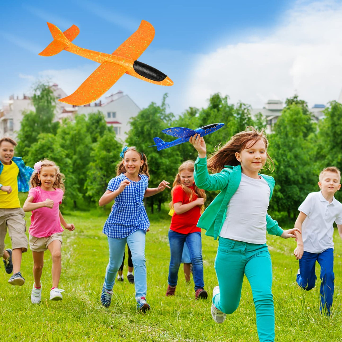 VCOSTORE 2 Pack Foam Airplanes – 13.3'' Glider Planes for Kids, Outdoor Flying Toys (Ages 3+)