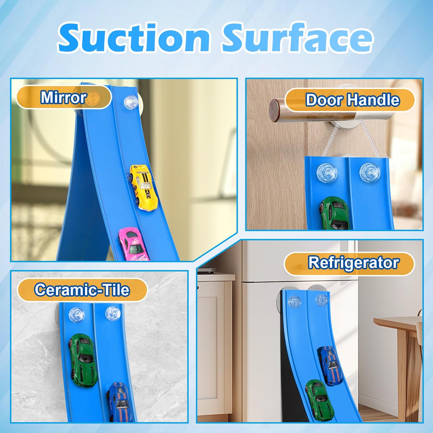 Vcsaq Flexible Race Track – 15 Ft Starter Set with Suction Cups | Hot Wheels Compatible