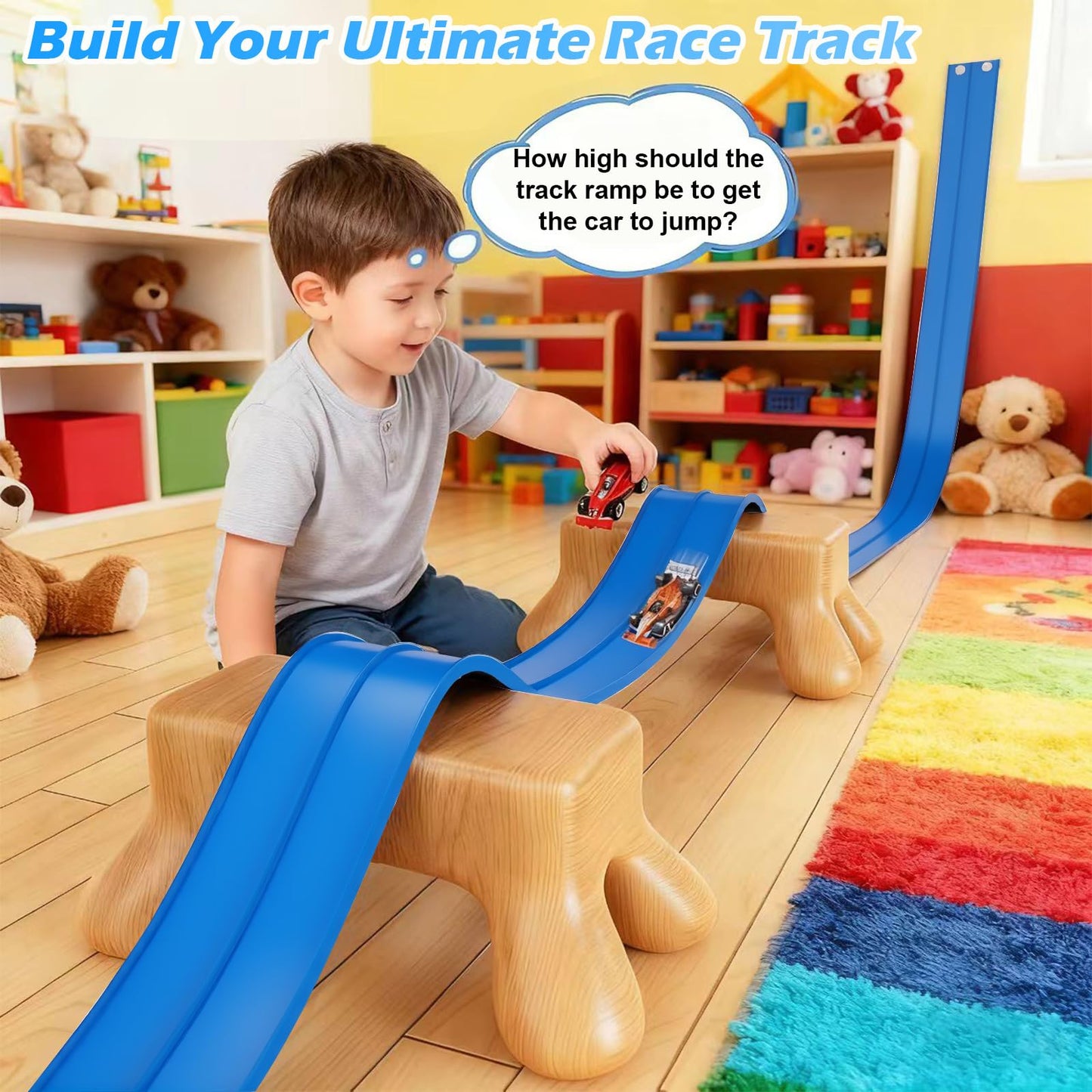 Vcsaq Flexible Race Track – 15 Ft Starter Set with Suction Cups | Hot Wheels Compatible