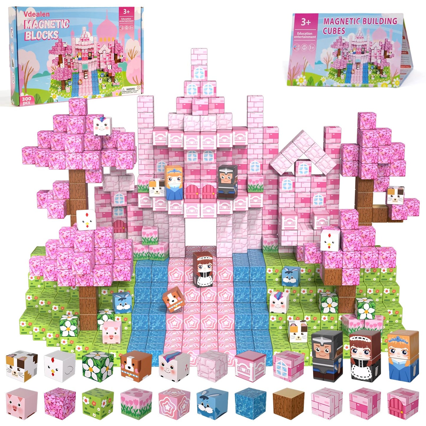 Vdealen 300 PCS Magnetic Blocks – STEM Building Cubes for Kids 3–12