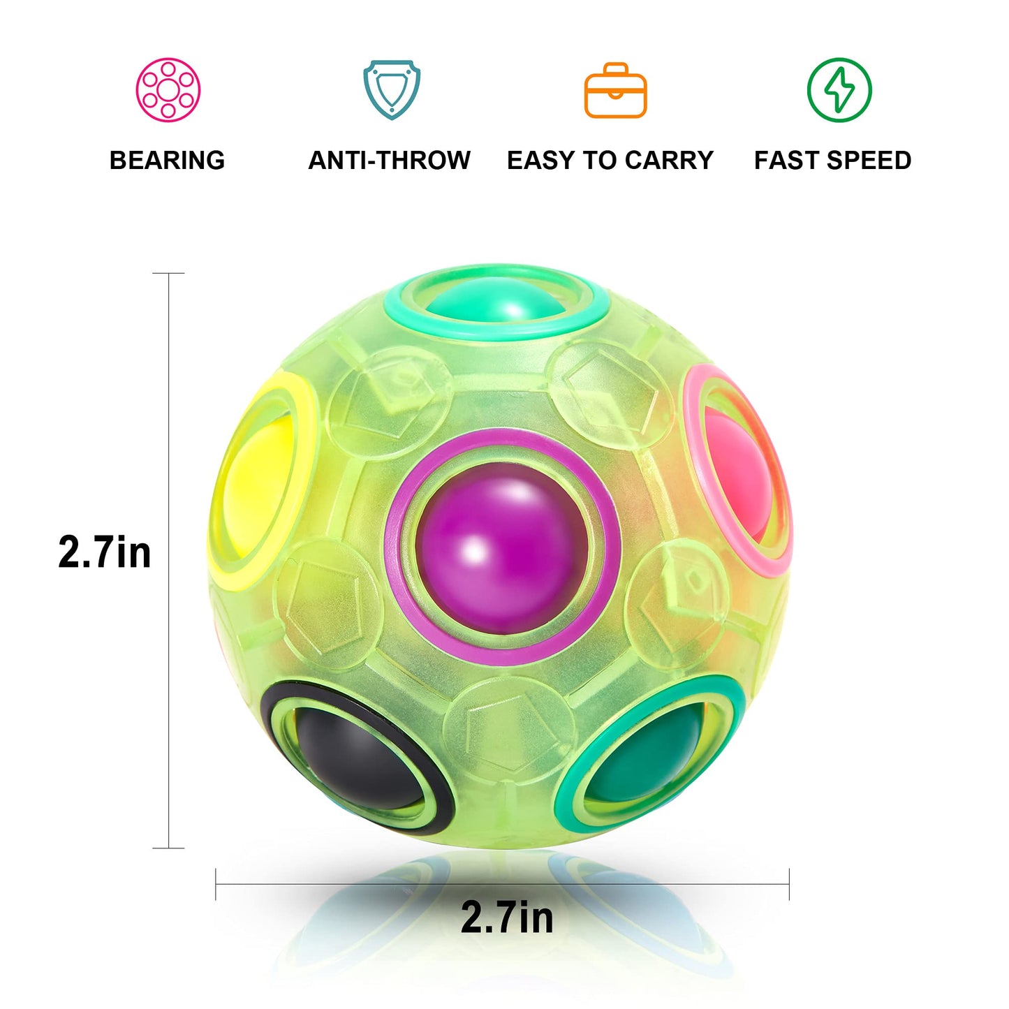 Vdealen Magic Rainbow Puzzle Ball – 2 Pack Fidget Toy for Kids & Adults | Portable Brain Teaser