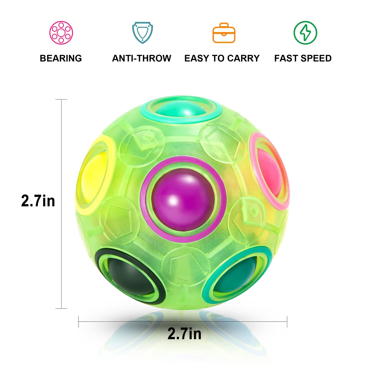 Vdealen Magic Rainbow Puzzle Ball – Fidget Toy Brain Teaser for All Ages (Green)