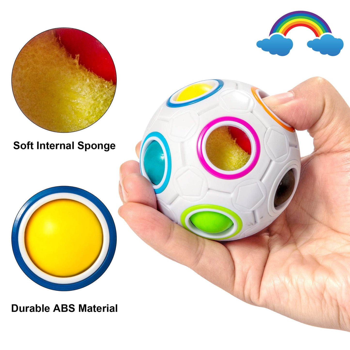 Vdealen Magic Rainbow Puzzle Ball – Fidget Toy Brain Teaser for All Ages