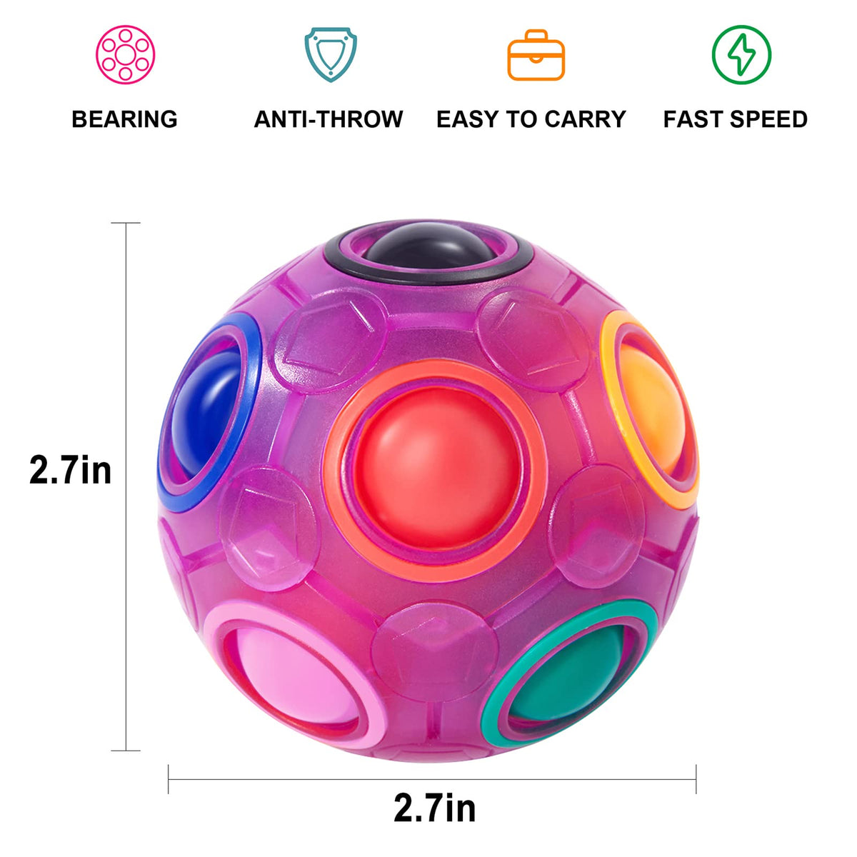 Vdealen Magic Rainbow Puzzle Ball – 2 Pack Fidget Toy for Kids, Teens & Adults