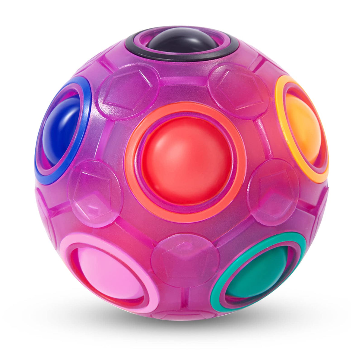 Vdealen Magic Rainbow Puzzle Ball (Purple) – Portable Fidget Puzzle Toy for All Ages