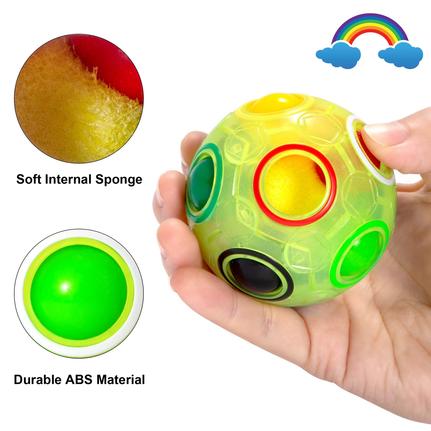 Vdealen Magic Rainbow Puzzle Ball – Fidget Toy Brain Teaser for All Ages (Green)