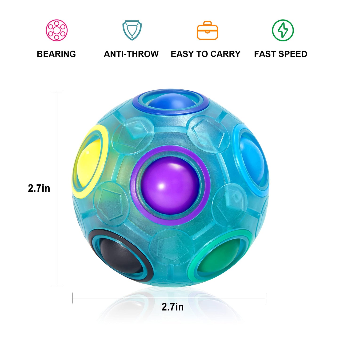 Vdealen Magic Rainbow Puzzle Ball – Fidget Toy Brain Teaser (Blue)