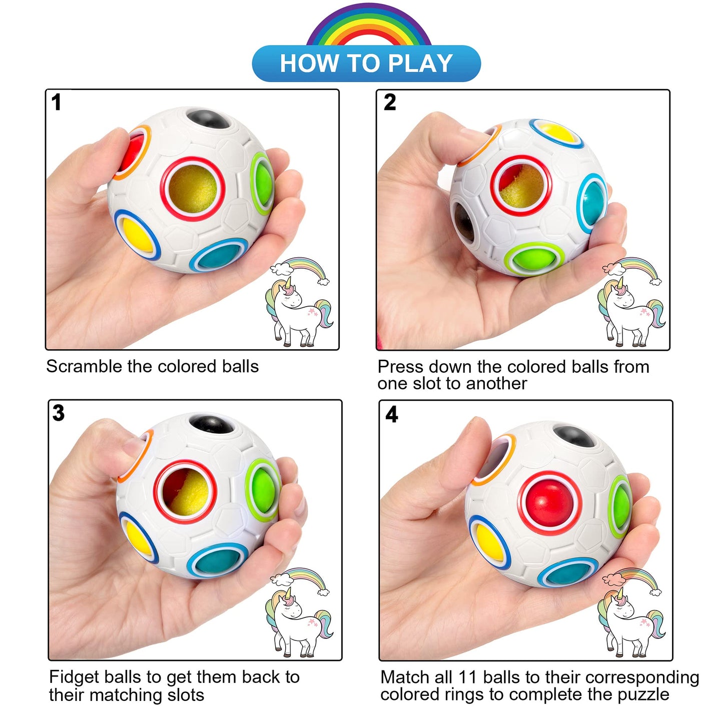 Vdealen Magic Rainbow Puzzle Ball – Fidget Toy Brain Teaser for All Ages