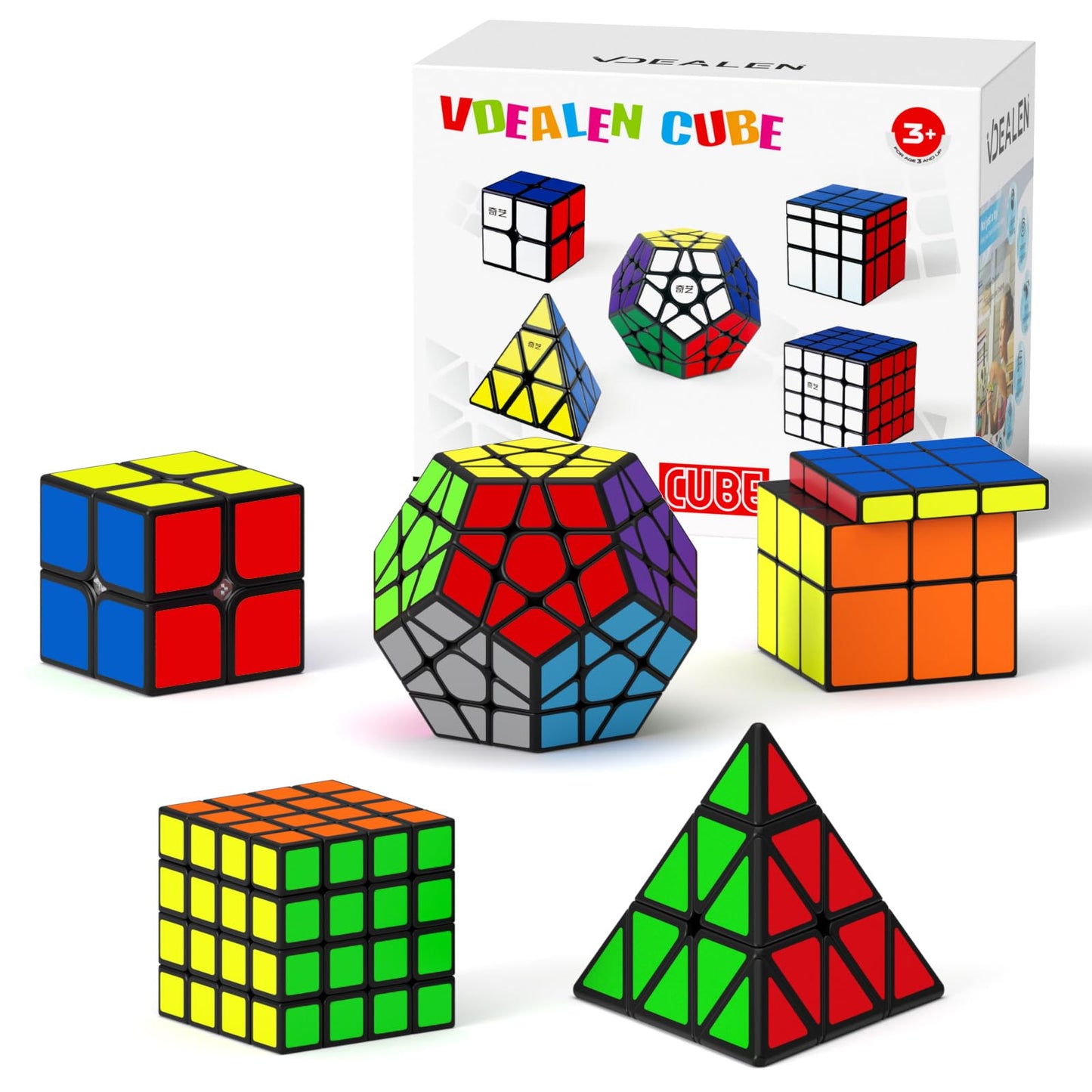 Vdealen Speed Cube Set – 2x2, 4x4, Pyramid & Mirror Dodecahedron (5 Pack)
