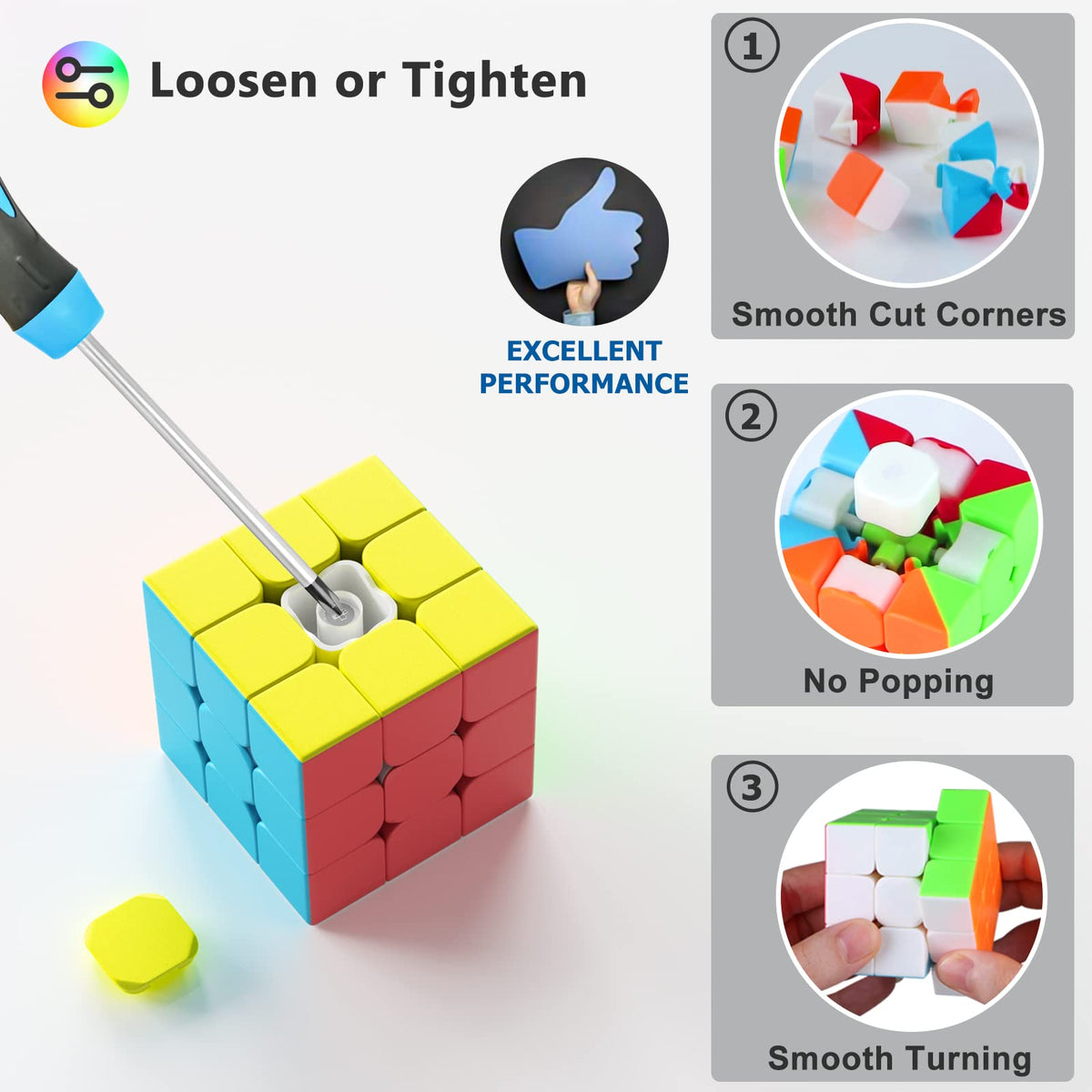 Vdealen Speed Cube Set - 2x2x2, 3x3x3, 4x4 Pyramid Stickerless Puzzle Gift