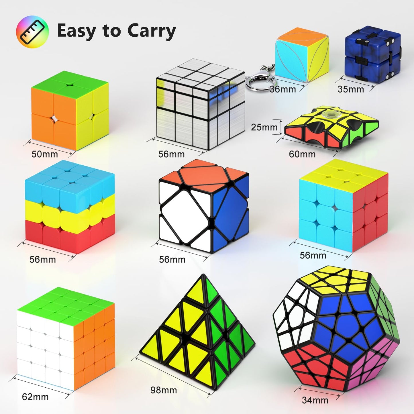 Vdealen Speed Cube Set 12 Pack – 2x2 to 4x4, Pyramid, Dodecahedron, Mirror, Skewb & More